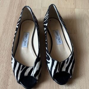 Jimmy Choo Black Zebra print Calf hair size 37.5